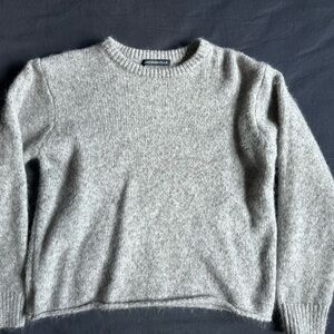 Brandy Melville Gray Crewneck Sweater with Ribbed Trim